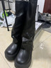 瑜尚臻品長(cháng)筒靴女褲管靴子厚底增高2025秋冬新款小個(gè)子松糕底棕色騎士靴 黑色 [7CM] 37 曬單實(shí)拍圖