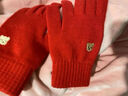 JTTCAC韓版紅色毛線(xiàn)手套女冬季加長(cháng)保暖針織防凍露指可觸屏可愛(ài)新年手套 #246-紅色 【手套】 均碼 曬單實(shí)拍圖