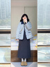 京多夢(mèng)輕薄棉服女秋冬季新短款翻領(lǐng)拼接撞色小香風(fēng)棉襖保暖外套 藍色 均碼 （120斤以?xún)龋?曬單實(shí)拍圖