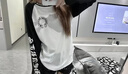 克羅心（chrome heart）秋季情侶新款潮牌梵文印花十字架長(cháng)袖T恤男女寬松爆款打底長(cháng)袖T恤 白底黑袖 L  90-110 曬單實(shí)拍圖