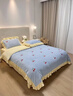 南極人A類(lèi)牛奶絨花邊刺繡四件套單雙人小清新冬季加絨被套床單床上用品 櫻桃-嬰兒藍+奶油黃 1.8m床單四件套（被套200x230） 曬單實(shí)拍圖