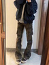7家優(yōu)品 迷彩彎刀牛仔褲男士秋冬季款美式高街修身直筒寬松微喇長(cháng)褲子男 HWFS-X308迷彩 XL 曬單實(shí)拍圖