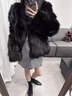 傲列狐貍毛皮草一體外套女2025新款洋氣小個(gè)子短款氣質(zhì)名媛顯瘦年輕款 經(jīng)典黑 M (100-110斤) 曬單實(shí)拍圖