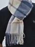 圍巾女冬季披肩100%純羊毛格子女士秋冬圍脖媽媽送禮生日禮物禮盒 30#深海藍拼色 180*30cm 曬單實(shí)拍圖