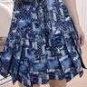 LULUALWAYS夏季新款時(shí)尚綁帶提花高腰百褶藍色短裙設計感女士半身裙 藍色 L 曬單實(shí)拍圖