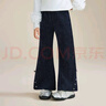 ASK JUNIOR兒童褲子2026春季中大童燈芯絨復古喇叭褲女童蝴蝶結休閑長(cháng)褲 曬單實(shí)拍圖