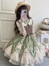 綠色田園風(fēng)lolita 馬甲襯衫裙子套裝洛麗塔 公主可愛(ài)優(yōu)雅甜美 S 三件套 曬單實(shí)拍圖