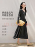 香影灰色u領(lǐng)高腰連衣裙女2025秋季新款內搭針織收腰長(cháng)袖中長(cháng)裙子 中灰 L 165/88A/110-125斤 曬單實(shí)拍圖