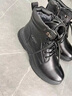富貴鳥(niǎo)（FUGUINIAO）馬丁靴男2025冬季高幫男鞋雪地靴全牛皮加絨保暖羊毛棉鞋男士短靴 FG0272黑色[羊毛里] 40 曬單實(shí)拍圖