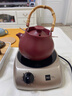 凱得寶（K+dep）日本日式圍爐煮茶養生壺 竹柄陶瓷功夫茶煮燒水煮茶器套裝電陶爐 山水壺黛山紅色1.2L 曬單實(shí)拍圖