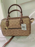蔻馳（COACH）【品牌直供】女士ROWAN中號手提單肩波士頓包棕黃色/棕色CV961 曬單實(shí)拍圖