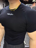 GOLOVEJOY健身衣男士速干短袖跑步運動(dòng)訓練服壓縮T恤彈力上衣 暗夜黑 2XL 曬單實(shí)拍圖