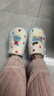 名創(chuàng  )優(yōu)品（MINISO）彩點(diǎn)狗狗卡通趣味毛毛居家鞋女秋冬可愛(ài)棉拖鞋月子鞋白藍38-39 曬單實(shí)拍圖