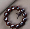贊比亞血檀八卦珠佛珠手串非洲小葉紫檀太極珠鑲嵌工藝文玩手鏈 八卦珠1.5cm*15顆葫蘆款 曬單實(shí)拍圖