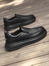 足力健冬季男士皮鞋套腳皮鞋男休閑爸爸鞋中老年男鞋 6116K黑色38 曬單實(shí)拍圖
