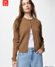 優(yōu)衣庫女裝紐花圓領(lǐng)針織開(kāi)衫/毛衣外套空調衫通勤秋冬新款481477 34 駝色 3XL 曬單實(shí)拍圖
