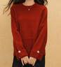 :CHOCOOLATE  it女裝打底衫紅色套頭圓領(lǐng)毛衣女秋冬新款寬松慵懶風(fēng)針織衫上衣 紅色 均碼 曬單實(shí)拍圖