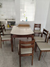 全友家居 新中式胡桃木色客廳圓餐桌椅組合可伸縮飯桌子實(shí)木框架家用 曬單實(shí)拍圖