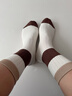 回力襪子女中筒秋冬季女襪保暖棉襪拼條美拉德中筒襪堆堆襪女秋款棉襪 曬單實(shí)拍圖