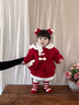 G.DUCKKIDS小黃鴨女童秋冬套裝夾棉外套裙子洋氣女寶寶周歲禮服冬季拜年衣服 紅色 90 建議1~2歲【 80-90cm】cm 曬單實(shí)拍圖