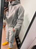 Monster Guardians運動(dòng)套裝男 秋冬新款親膚保暖連帽修身衛衣休閑運動(dòng)服套裝 Grey 灰色套裝 【偏小,建議拍大一碼】 M 曬單實(shí)拍圖