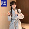 羅蒙（ROMON）韓系小個(gè)子高級感2025毛呢外套女秋冬新款藍色加厚系帶呢子大衣潮 藍色 M 曬單實(shí)拍圖
