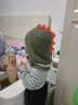 檸檬寶寶寶寶帽子男女童帽子圍脖一體套頭護耳保暖帽子 異特恐龍綠 M 曬單實(shí)拍圖