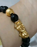oein越南沙金貔貅手鏈男士款手串假黃金女手鏈黑曜石黃金色情侶款招財 福祿貔貅 【黑曜石10MM】 珠寶首飾禮盒裝【金店同款】 曬單實(shí)拍圖