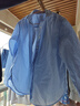 優(yōu)衣庫女裝全棉條紋襯衫/長(cháng)袖襯衣薄外套25秋冬新款479079 61 水藍色 L /160/88A 曬單實(shí)拍圖