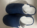 回力日系柔軟情侶棉拖秋冬家居室內保暖棉鞋男款HL0006藍色42-43碼 曬單實(shí)拍圖