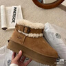 UGG秋季新款女士舒適保暖厚底休閑短筒雪地靴懶人毛毛鞋 1144041 CHE | 栗色 37 鞋款偏小，建議拍大一碼 曬單實(shí)拍圖