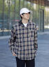 MON-LIST襯衫男秋冬美式復古格子連帽高街休閑百搭情侶外套MLC06藏青XL 曬單實(shí)拍圖