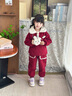 G.duck女寶寶加絨套裝秋冬裝洋氣可愛(ài)兒童厚衣服1到2三4五6歲女童兩件套 紅色帶包 110 cm 曬單實(shí)拍圖