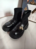 ZHR襪靴女冬季加絨英倫風(fēng)樂(lè )福鞋女粗跟小個(gè)子短靴女 AH579A 黑色 37  曬單實(shí)拍圖
