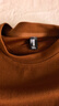 皮爾卡丹（pierre cardin）長(cháng)袖T恤男士春秋季新款圓領(lǐng)純色肌理感潮牌打底衫時(shí)尚百搭潮流裝 焦糖色 3XL 適合170斤左右 曬單實(shí)拍圖