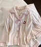 野獸派家居（tbh）三麗鷗Hello Kitty法蘭絨家居服套裝冬季可外穿睡衣女 Hello Kitty法蘭絨家居服 奶白條紋 XS 曬單實(shí)拍圖