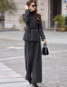 毛呢套裝女2025冬新款休閑闊腿褲外套送腰帶百搭氣淑女千金風(fēng) 煙灰色 M 曬單實(shí)拍圖