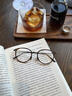木九十眼鏡升級超輕鈦合金鏡腿橢圓框眼鏡近視可配度數鏡片眼鏡框FK107 TEC2 玳瑁棕 單鏡框 曬單實(shí)拍圖