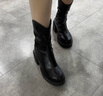 啄木鳥(niǎo)小個(gè)子BI備靴子女馬丁靴圓頭厚底粗跟高跟后拉鏈黑色短靴 黑色 37 曬單實(shí)拍圖