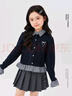 左西女童毛衣假兩件2025新款兒童秋裝格子襯衫女孩上衣潮 藏青色 140 曬單實(shí)拍圖