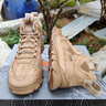 Jeep吉普馬丁靴男冬季新款透氣真皮戶(hù)外高幫登山鞋薄款工裝徒步鞋 卡其 41 皮鞋碼 曬單實(shí)拍圖