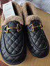 回力（Warrior）官方豆豆鞋女鞋冬季防寒保暖棉鞋子毛毛鞋一腳蹬樂(lè )福鞋 黑色40 曬單實(shí)拍圖