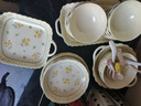 佩爾森釉下彩碗碟套裝家用小清新陶瓷碗盤(pán)套裝組合喬遷送禮餐具整套 【禮盒裝】春意萌10人食44件套 曬單實(shí)拍圖