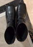 卓詩(shī)尼秋冬瘦瘦靴短靴鞋子法式抓皺粗跟小裸靴 黑色 39  曬單實(shí)拍圖