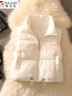 啄木鳥羽絨棉馬甲女小個子短款2024年冬季保暖馬夾坎肩背心時髦百搭外套 白色 S 【80-95斤】 曬單實拍圖