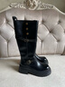 卓詩(shī)尼2026秋季新款高筒騎士靴女英倫風(fēng)皮帶扣顯瘦廢土風(fēng)一鞋兩穿 黑色【常規四季款】 38 曬單實(shí)拍圖