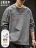 JEEP SPIRIT吉普長(cháng)袖t恤男秋冬季重磅內搭薄款上衣衛衣寬松打底衫 月灰色 XL 曬單實(shí)拍圖