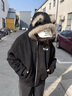 404MOBGANG 秋冬新品加厚棉服開(kāi)衫連帽棉衣男女同款毛領(lǐng)貓耳座山雕外套 復古黑（貓耳版） L 曬單實(shí)拍圖