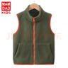 KIDS MAM&DAD中大童搖粒絨馬甲親子款男士女士秋冬加絨加厚坎肩兒童馬甲背心 軍綠 150cm 曬單實(shí)拍圖