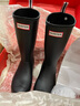 HUNTER戶(hù)外露營(yíng)女鞋雨鞋啞光防水鞋防滑酷玩厚底靴子女騎士靴中筒靴女 黑色/BLK 36 曬單實(shí)拍圖